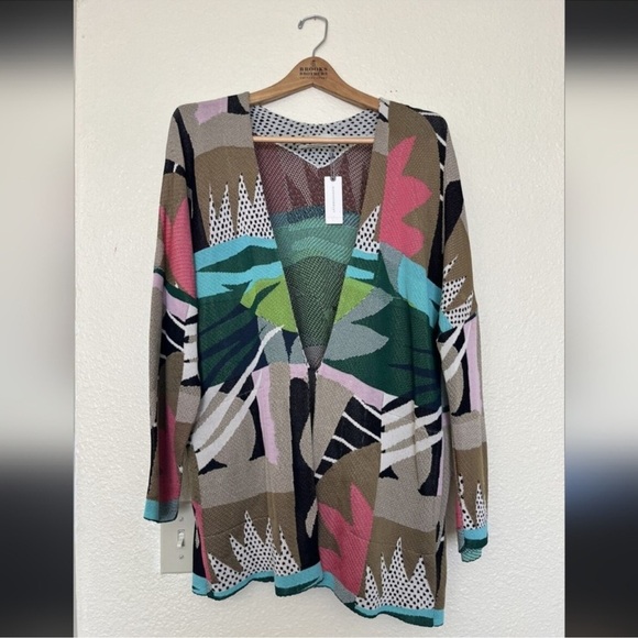 Anthropologie Aldomartins Cardigan Sweater Geometric Print - Picture 1 of 8